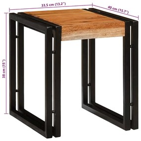 Mesas de canto 3 pcs Marrom e Preto Madeira de acácia maciça