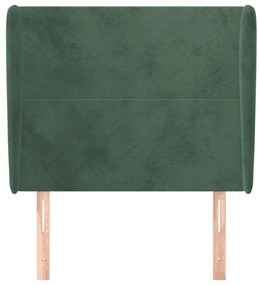 Cabeceira cama c/ abas veludo 93x23x118/128 cm verde-escuro