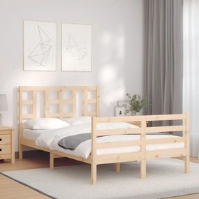 vidaXL Estrutura de cama de casal c/ cabeceira madeira maciça