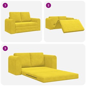 Sofá-camas de chão 2 em 1 Amarelo 148x71x83 cm Veludo