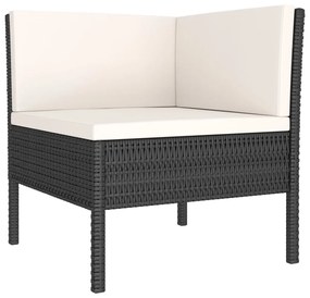 6 pcs conjunto lounge de jardim c/ almofadões vime PE preto