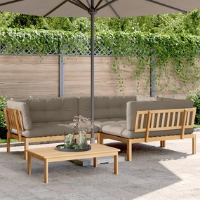 vidaXL 4 pcs móveis de paletes p/ jardim c/ almofadões acácia maciça