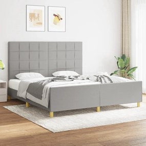 Estrutura de cama sem colchão 180x200 cm tecido cinzento-claro