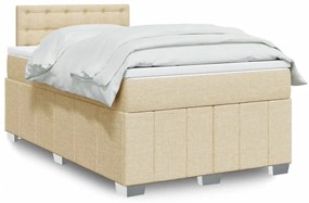 vidaXL Cama com molas/colchão 120x200 cm tecido cor creme