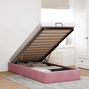 Ottoman Bed Frame No Colchão Rosa 90x190 cm Veludo