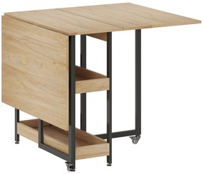 HOMCOM Mesa de Jantar Dobrável com Rodízios para 4 Pessoas com Compartimentos Abertos para Espaços Pequenos Sala de Jantar Carvalho | Aosom Portugal