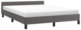 Estrutura cama c/ cabeceira sem colchão 140x200 cm cinzento