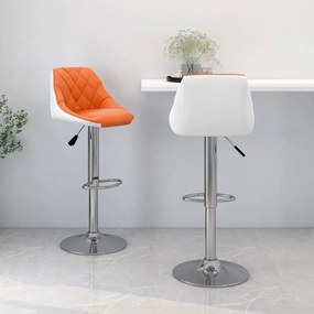 vidaXL Bancos de bar 2 pcs couro artificial laranja e branco