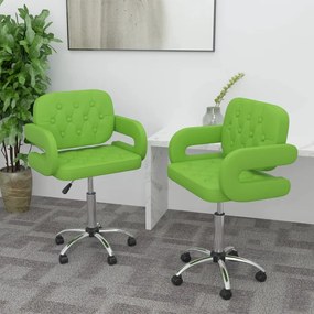 vidaXL Cadeiras de jantar giratórias 2 pcs couro artificial verde