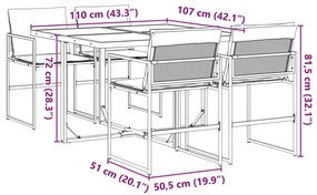 5 pcs conj. de jantar para jardim c/ almofadões textilene preto