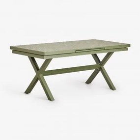 Mesa De Jantar Retangular Extensível Em Alumínio Karena Verde Azeitona Intenso & 180 - 240 X 90 Cm - Sklum