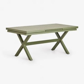 Rectangular Extensible Dining Table In Aluminum Karena Verde Azeitona Intenso & 180 - 240 X 90 Cm - Sklum