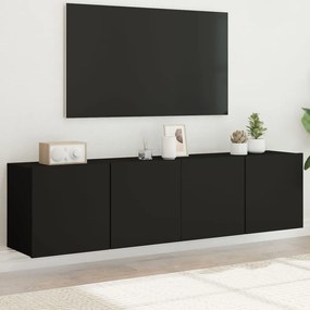 Móveis de parede para TV 2 pcs 80x30x41 cm preto