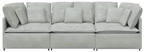 Sofá modular com almofadas veludo cinzento-claro