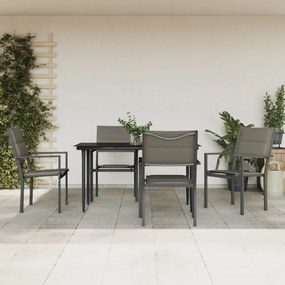 vidaXL 5 pcs conjunto de jantar para jardim aço e textilene preto