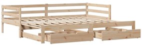 Sofá-cama com gavetas 90x200 cm madeira de pinho maciça