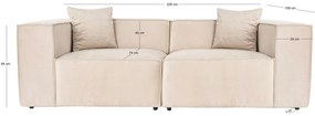 Sofá de 2 Lugares Lora – Creme – 220x108x65 cm