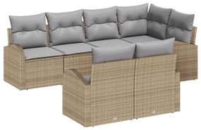 Conjunto de Sofás de Jardim vidaXL 7 Peças com Almofadas Bege Rattan