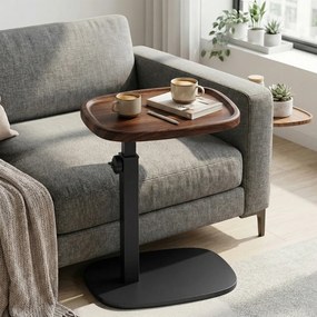 Mesa de apoio com altura ajustável, mesa auxiliar em forma de C, 30 x 40 x 69 cm cor nogueira-preto