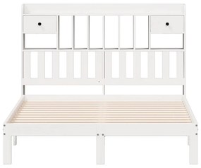 Cama com estante sem colchão 120x200 cm pinho maciço branco