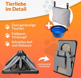Transportadora dobrável para cães XL 82x58x58cm Cinza