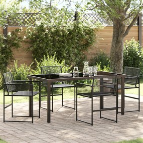 vidaXL Conjunto de Jantar de Jardim 5 Peças Rattan Poliéster Preto