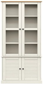 Cristaleira Salamanca em Madeira Maciça - Branco - Design Rústico