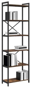 Estante Carvalho fumado 60 x 30 x 188 cm MDF e Aço