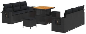 vidaXL Conjunto de Sofá de Jardim com almofada Manual 9 pcs Preto