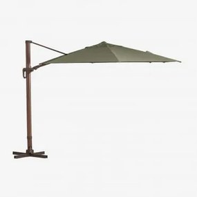 Parasol 290 Cm Em Tecido E Alumínio Cannes Verde Oliva Intenso - Madeira Escura - Sklum