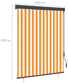 Estore de rolo para exterior 140x250 cm branco e laranja