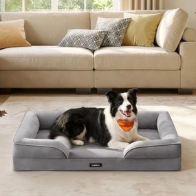 Cama ortopédica para cães, 104 x 69 x 17 cm, espuma com saliências cinzenta