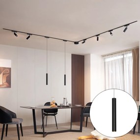 Sistema de iluminação de trilho com 6 focos e 2 pendentes pretos monofásicos - Magnetic Samson Cassie