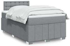 vidaXL Cama com molas/colchão 120x200 cm tecido cinza-claro