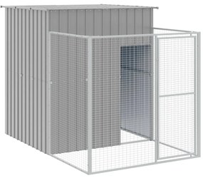 Casota cães c/ parque 165x659x181 cm aço galvaniz. cinza-claro