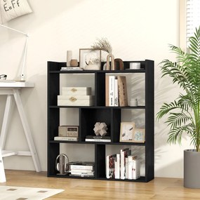Estante aberta com 7 cubos de madeira 80 x 20 x 90 cm para quarto e sala de estar Preta