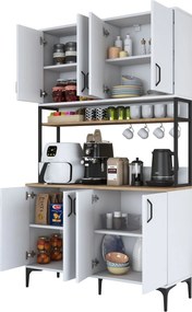 Armário Alto de Cozinha "Stella" - 120 x 198,6 x 40 cm - Nogueira e Br