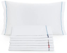 Todas as medidas - Lençóis 100% algodão percal de 200 fios: Cordonnet Azul Claro 1 lençol capa ajustable 180x200+30 cm + 1 lençol superior 260x290 cm + (2) Fronhas 50x70 cm