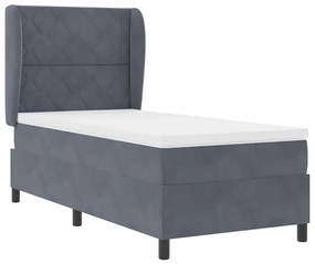 Cama Box com Colchão Cinza Escuro 100x200 cm em Veludo