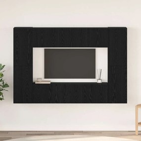 vidaXL Conjunto de móvel de TV 8 pcs Carvalho Preto 181 x 30 x 120 cm