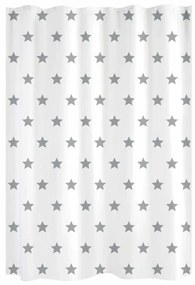 Cortina de Duche Gelco Estrelas Cinzento Poliéster Branco 180 X 200 cm