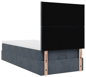 Estrutura de cama otomana com colchões cinza escuro veludo