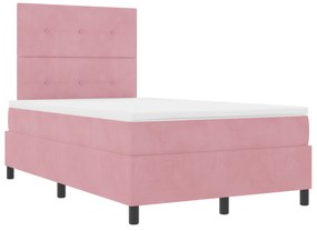 Cama Box Spring com Colchão Rosa 120x200 cm Veludo