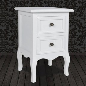 Mesa de cabeceira com 2 gavetas MDF branco