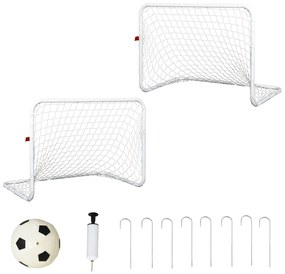 HOMCOM Conjunto de 2 mini gols de futebol com rede e bola para a práti