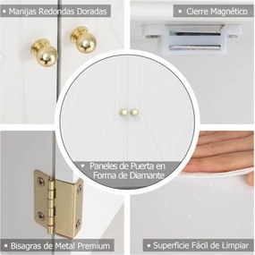 Armário de casa de banho de Parede 60 x 21 x 75 cm com 2 Portas com Prateleira Aberta e Ajustável Branco