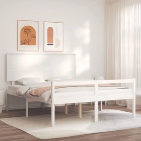 Estrutura de cama com cabeceira 160x200 cm madeira maciça