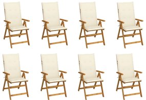 vidaXL Cadeiras de jardim dobráveis c/ almofadões 8 pcs acácia maciça