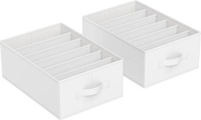Conjunto de 2 Organizadores para armário com 6 compartimentos dobrável 42 x 30 x 17 cm brancos