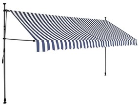 Toldo retrátil manual com LED 350 cm azul e branco